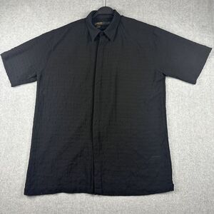 Vintage Pelle Pelle Shirt Mens XL Button‎ Up S/S Black Windowpane Seersucker (?)